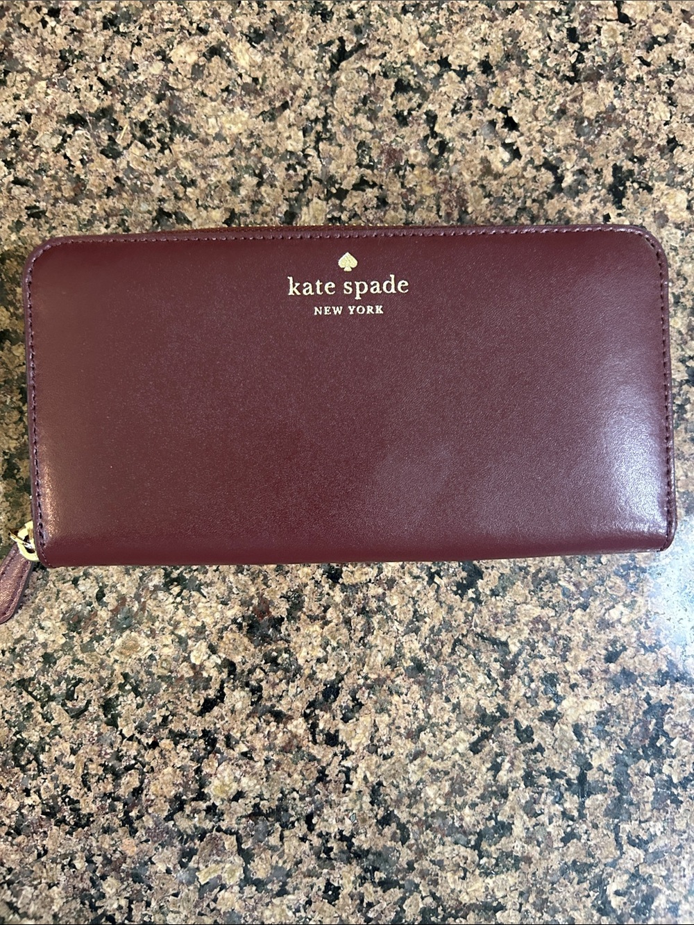 kate spade New York Burgundy Zip-Around Leather Wallet